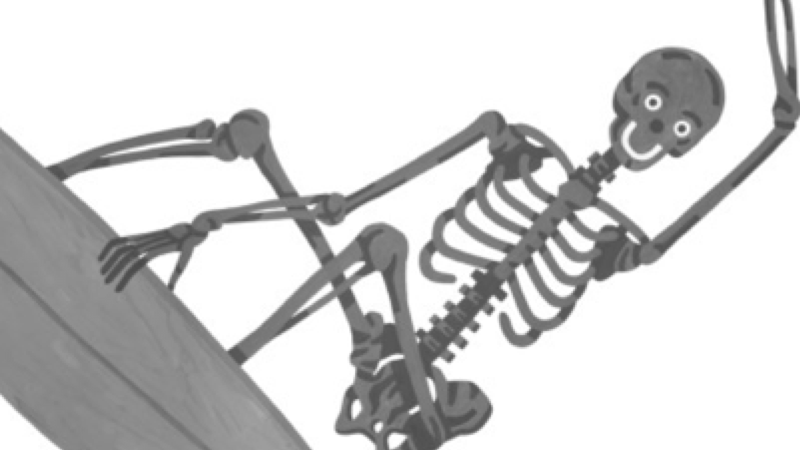 The skeleton surfing again, but zoomed in