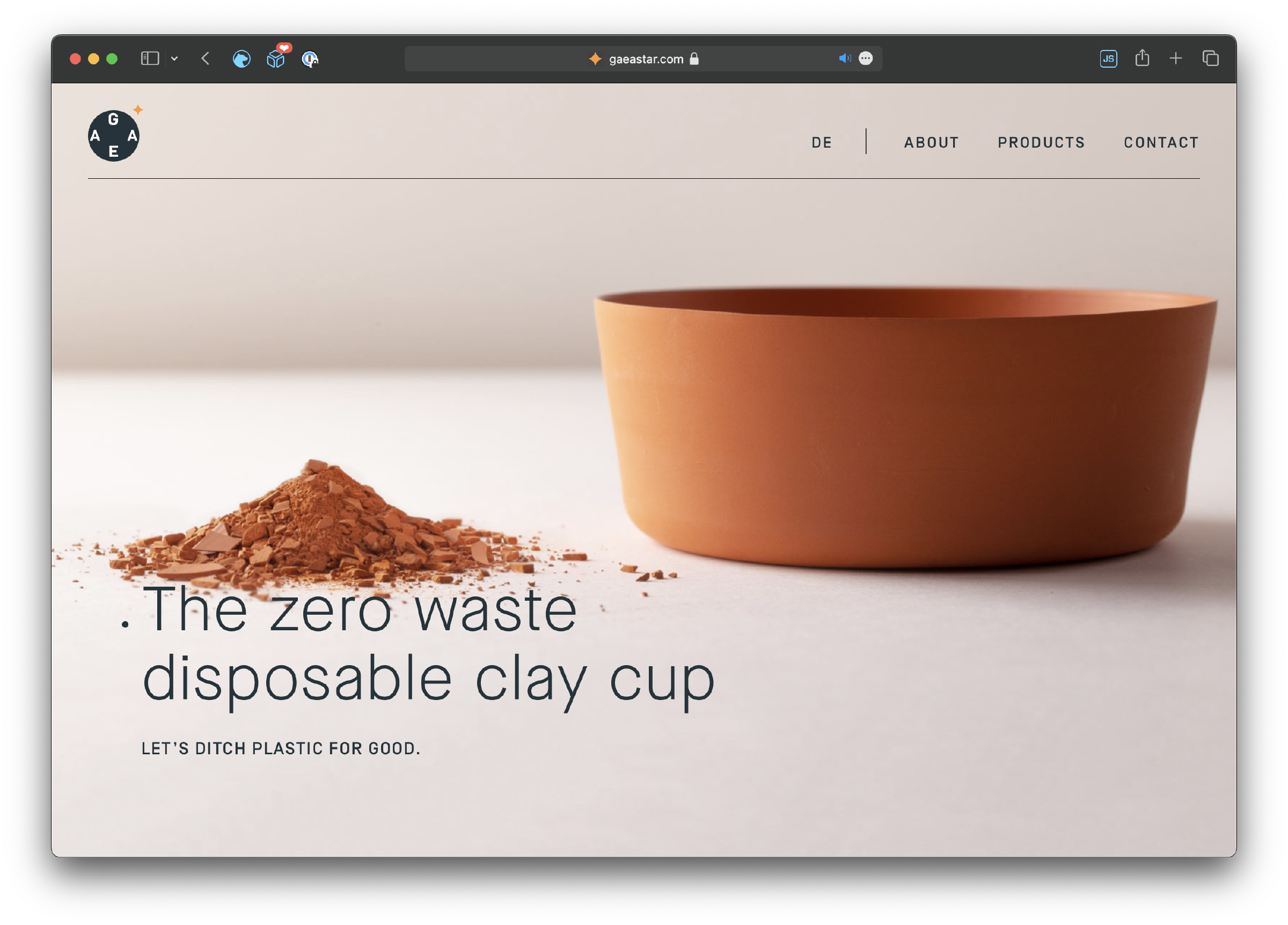 Screenshot of the website for GaeaStar showing a clay bowl