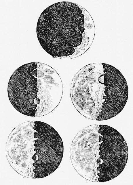 Sketch of the moon by Galileo