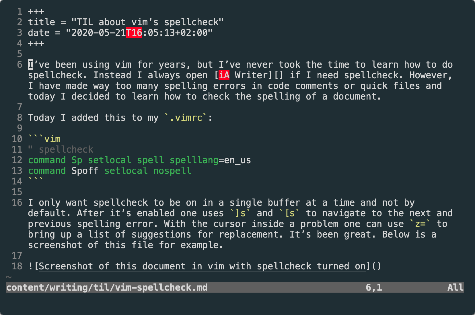 Screenshot of this document in vim with spellcheck turned on